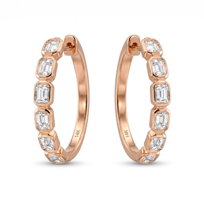 Philippa Zargen-Creolen mit Smaragdschliff-Diamanten │ Ø 19 mm