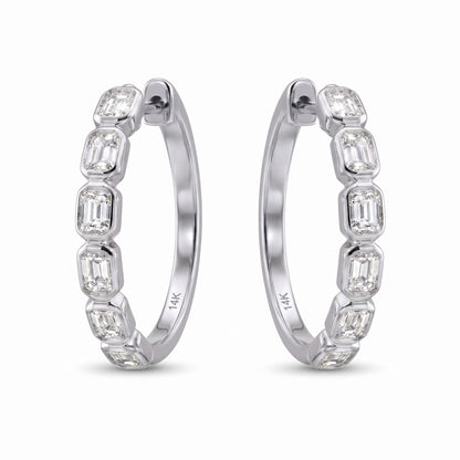 Philippa Zargen-Creolen mit Smaragdschliff-Diamanten │ Ø 19 mm