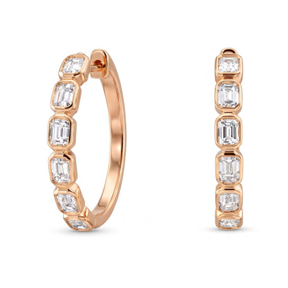 Philippa Zargen-Creolen mit Smaragdschliff-Diamanten │ Ø 19 mm