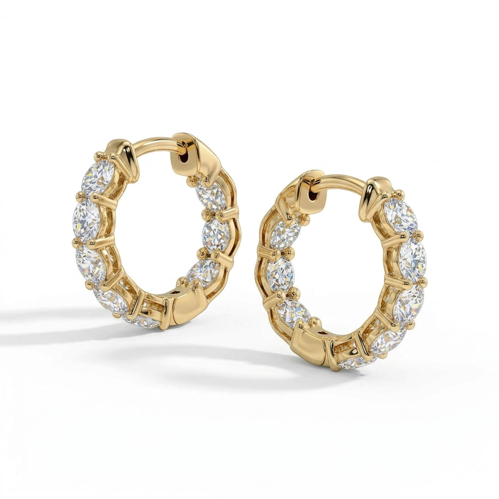 Oriana Round Diamond Inside-Out Huggie Hoop Earrings │ Ø 10mm