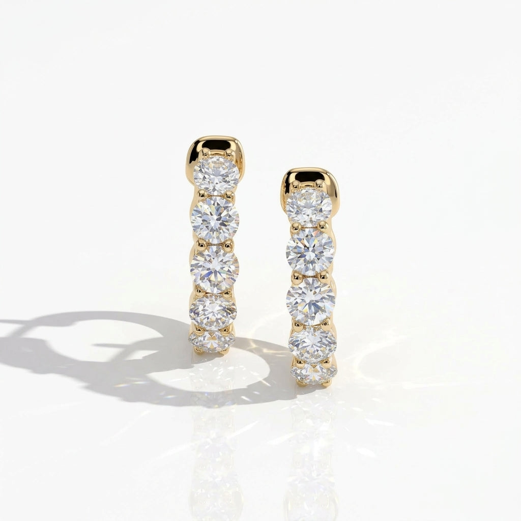 Oriana Round Diamond Inside-Out Huggie Hoop Earrings │ Ø 10mm