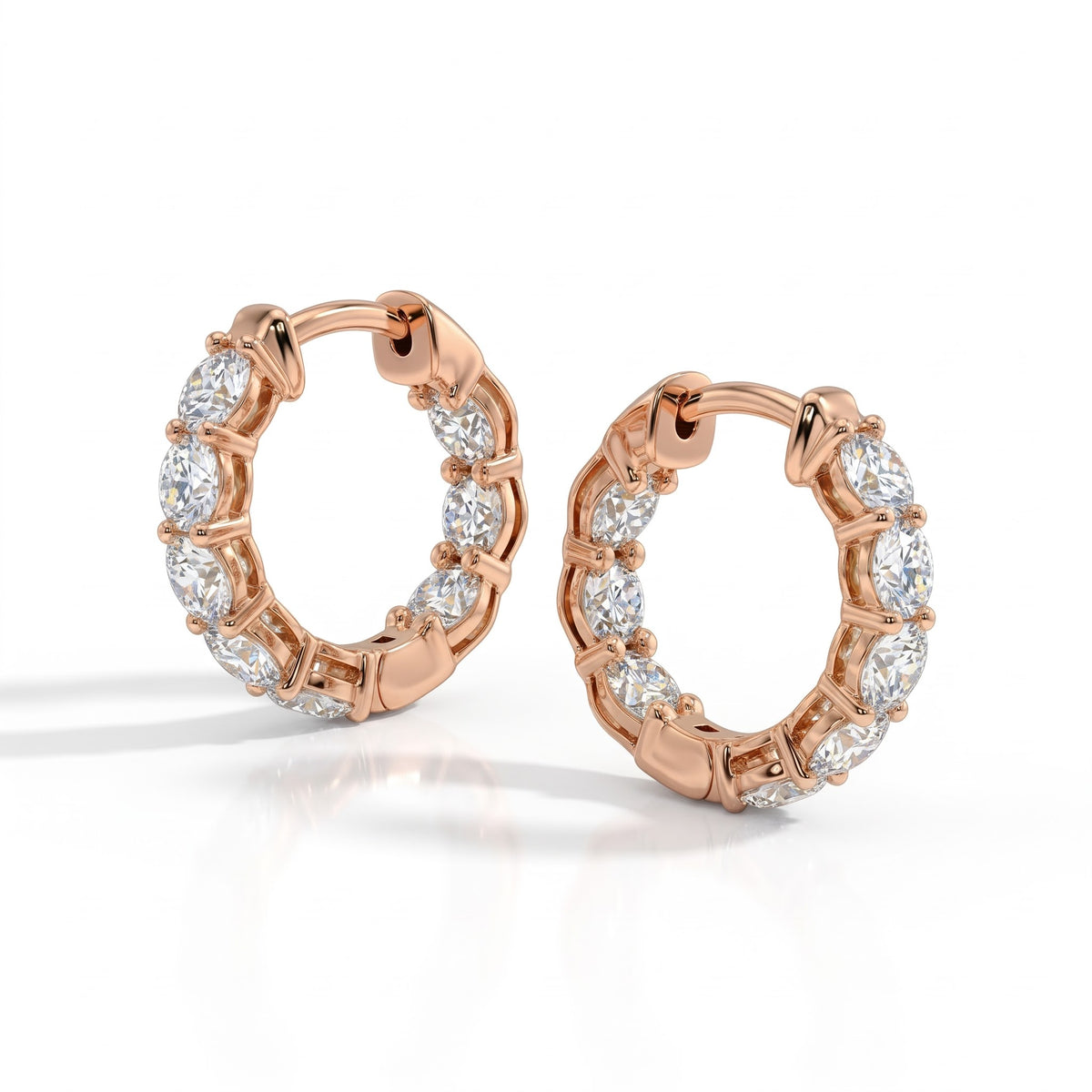 Oriana Round Diamond Inside-Out Huggie Hoop Earrings │ Ø 10mm