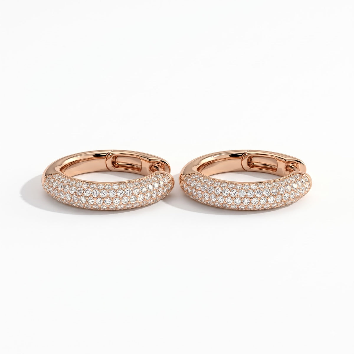 Dalia Round Domed Pavé Diamond Huggie Hoop Earrings │ Ø 10mm
