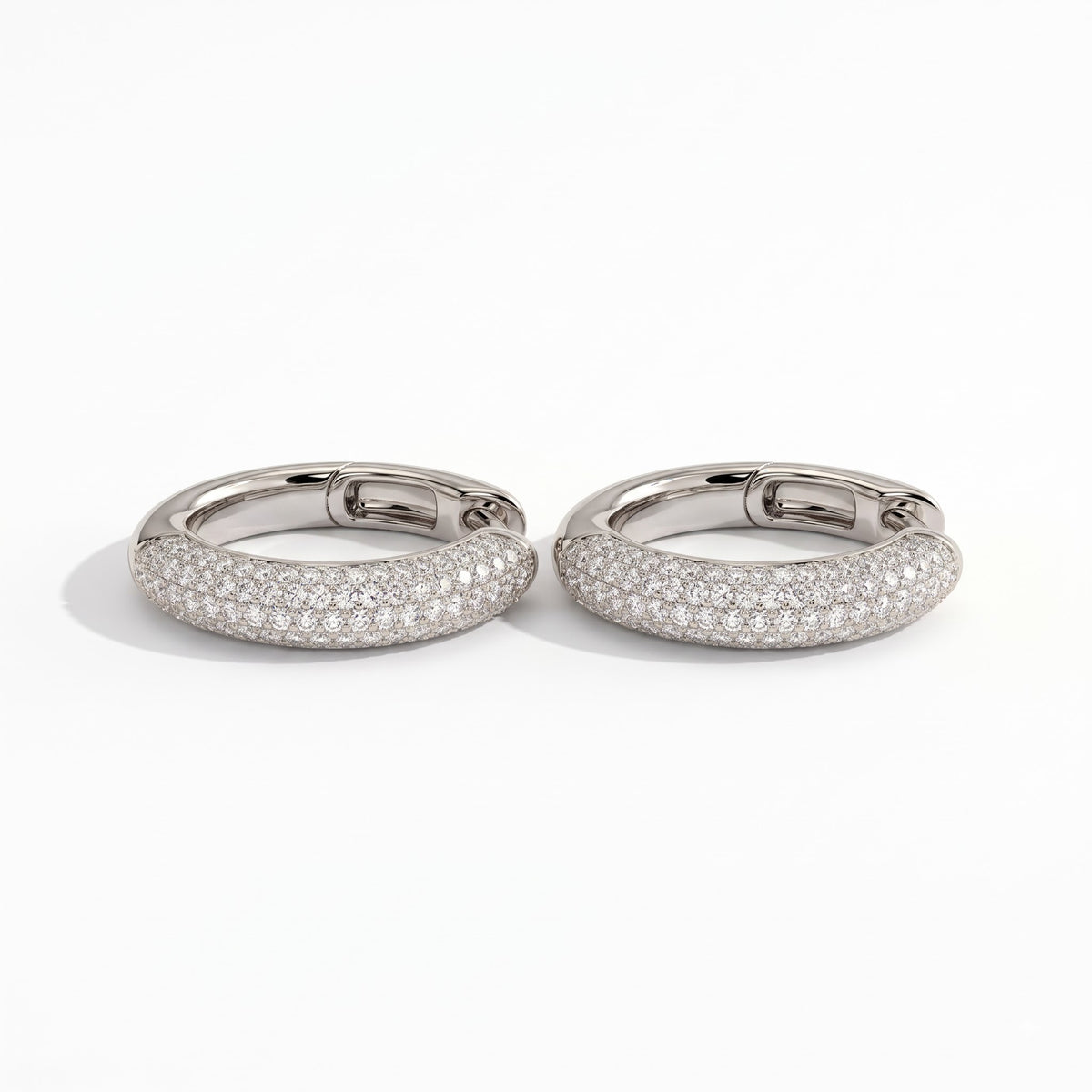 Dalia Round Domed Pavé Diamond Huggie Hoop Earrings │ Ø 10mm