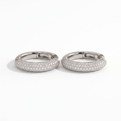 Dalia Round Domed Pavé Diamond Huggie Hoop Earrings │ Ø 10mm