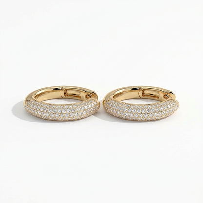 Dalia Round Domed Pavé Diamond Huggie Hoop Earrings │ Ø 10mm