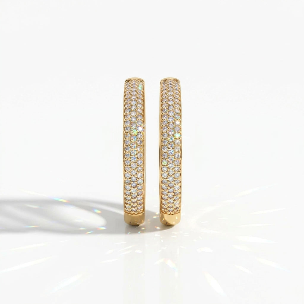 Mirella dreireihige Pavé-Diamant-Creolen │ Ø 17 mm