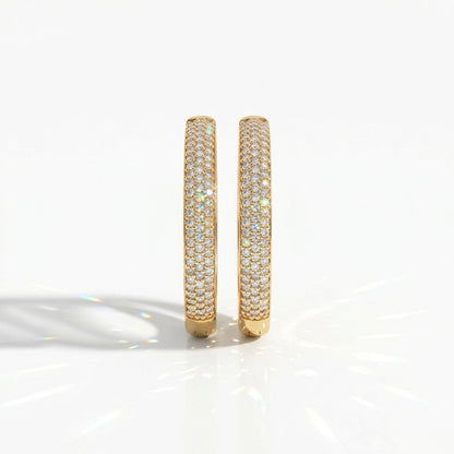 Mirella dreireihige Pavé-Diamant-Creolen │ Ø 17 mm