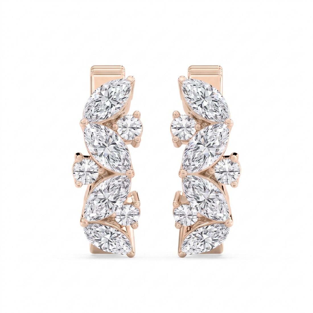 Esmée Marquise &amp; Round Diamond Huggie Hoop Earrings, Ø 10 mm, lab-grown diamonds – image 1