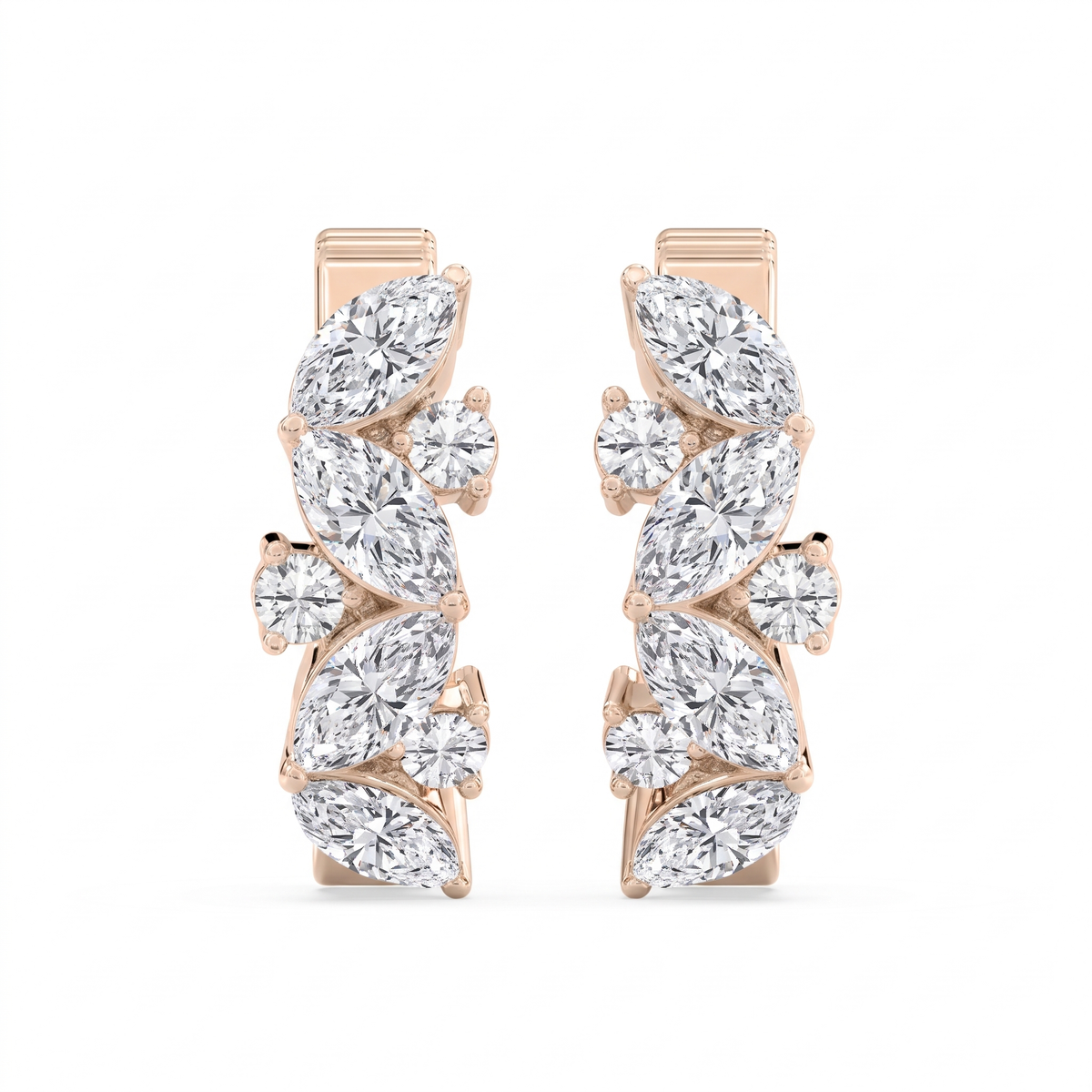 Esmée Marquise &amp; Round Diamond Huggie Hoop Earrings │ Ø 10mm
