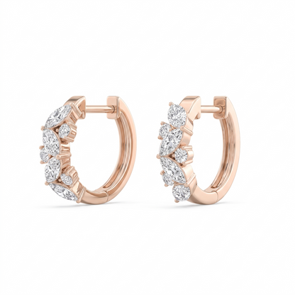 Esmée Marquise &amp; Round Diamond Huggie Hoop Earrings │ Ø 10mm