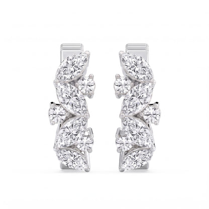 Esmée Marquise &amp; Round Diamond Huggie Hoop Earrings │ Ø 10mm