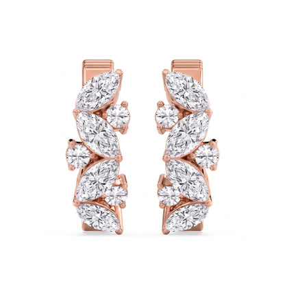 Esmée Marquise &amp; Round Diamond Huggie Hoop Earrings │ Ø 10mm