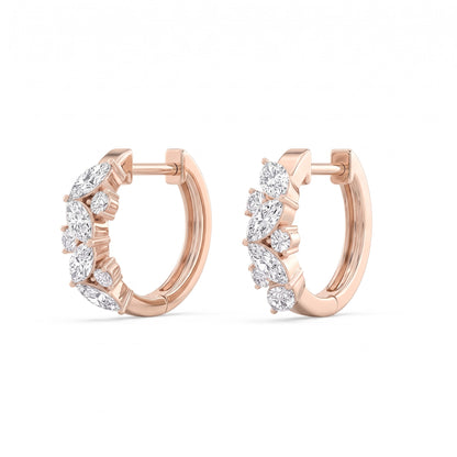 Esmée Marquise &amp; Round Diamond Huggie Hoop Earrings │ Ø 10mm