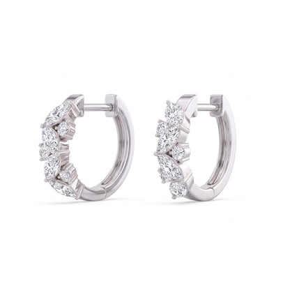 Esmée Marquise &amp; Round Diamond Huggie Hoop Earrings │ Ø 10mm