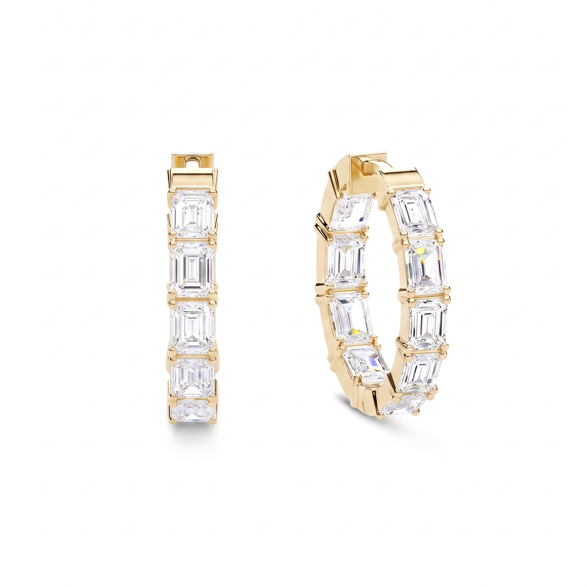 Octavia Emerald Cut Diamond Inside-Out Hoop Earrings │ Ø 15mm