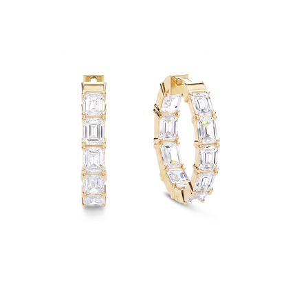Octavia Emerald Cut Diamond Inside-Out Hoop Earrings │ Ø 15mm