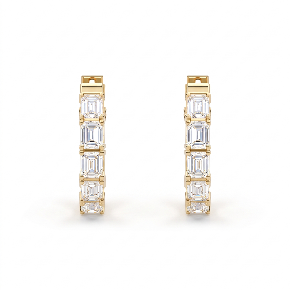 Octavia Emerald Cut Diamond Inside-Out Hoop Earrings │ Ø 15mm