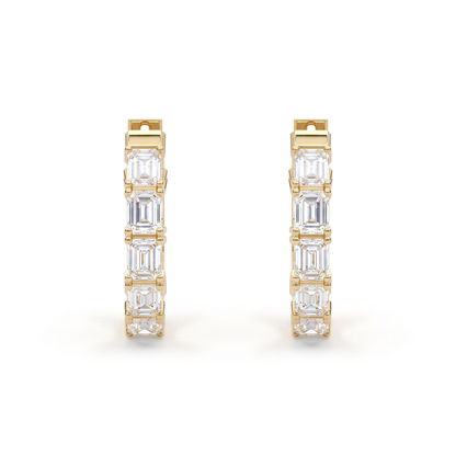 Octavia Emerald Cut Diamond Inside-Out Hoop Earrings │ Ø 15mm