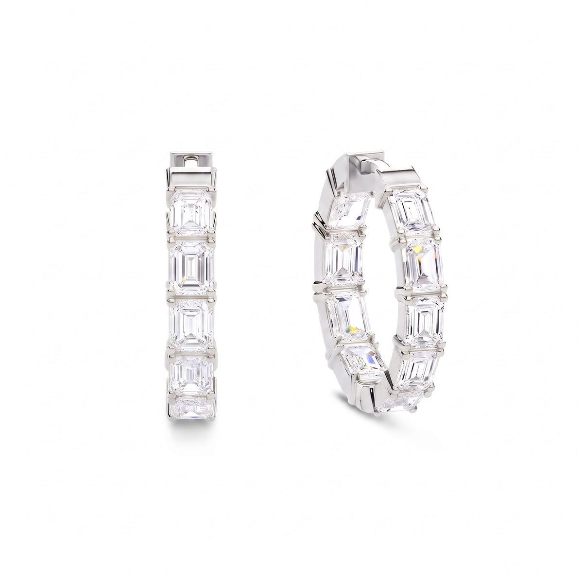 Octavia Emerald Cut Diamond Inside-Out Hoop Earrings │ Ø 15mm