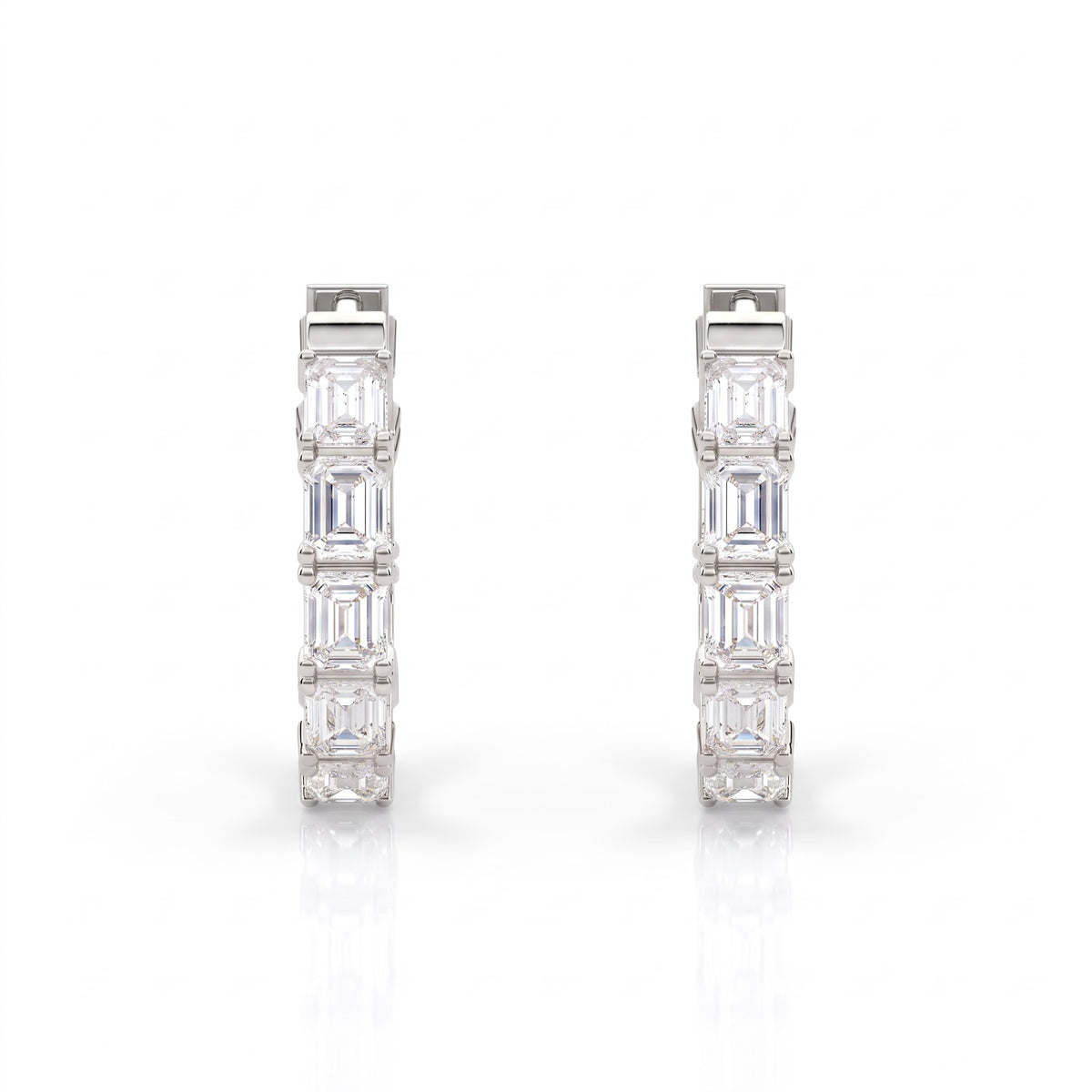Octavia Emerald Cut Diamond Inside-Out Hoop Earrings │ Ø 15mm