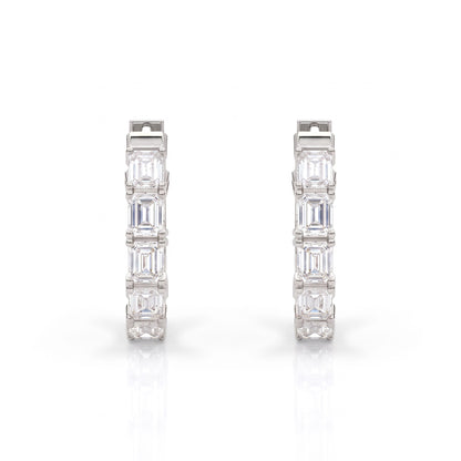 Octavia Emerald Cut Diamond Inside-Out Hoop Earrings │ Ø 15mm