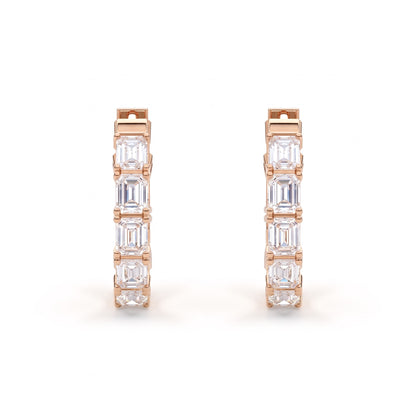 Octavia Emerald Cut Diamond Inside-Out Hoop Earrings │ Ø 15mm