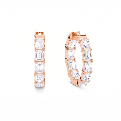 Octavia Emerald Cut Diamond Inside-Out Hoop Earrings │ Ø 15mm