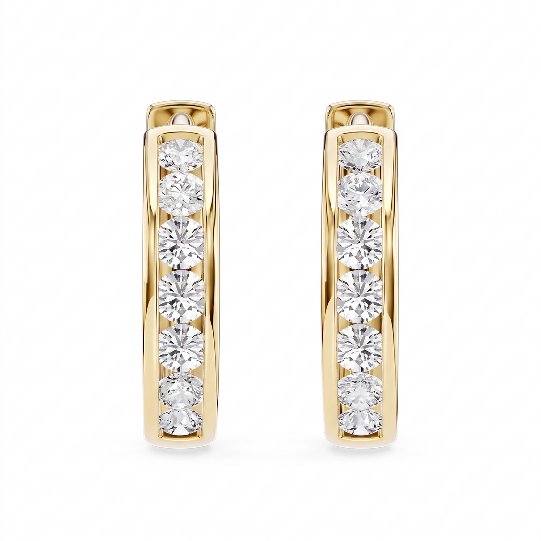 Paloma Round Channel-Set Diamond Huggie Hoop Earrings, Ø 12 mm, lab-grown diamonds – image 1