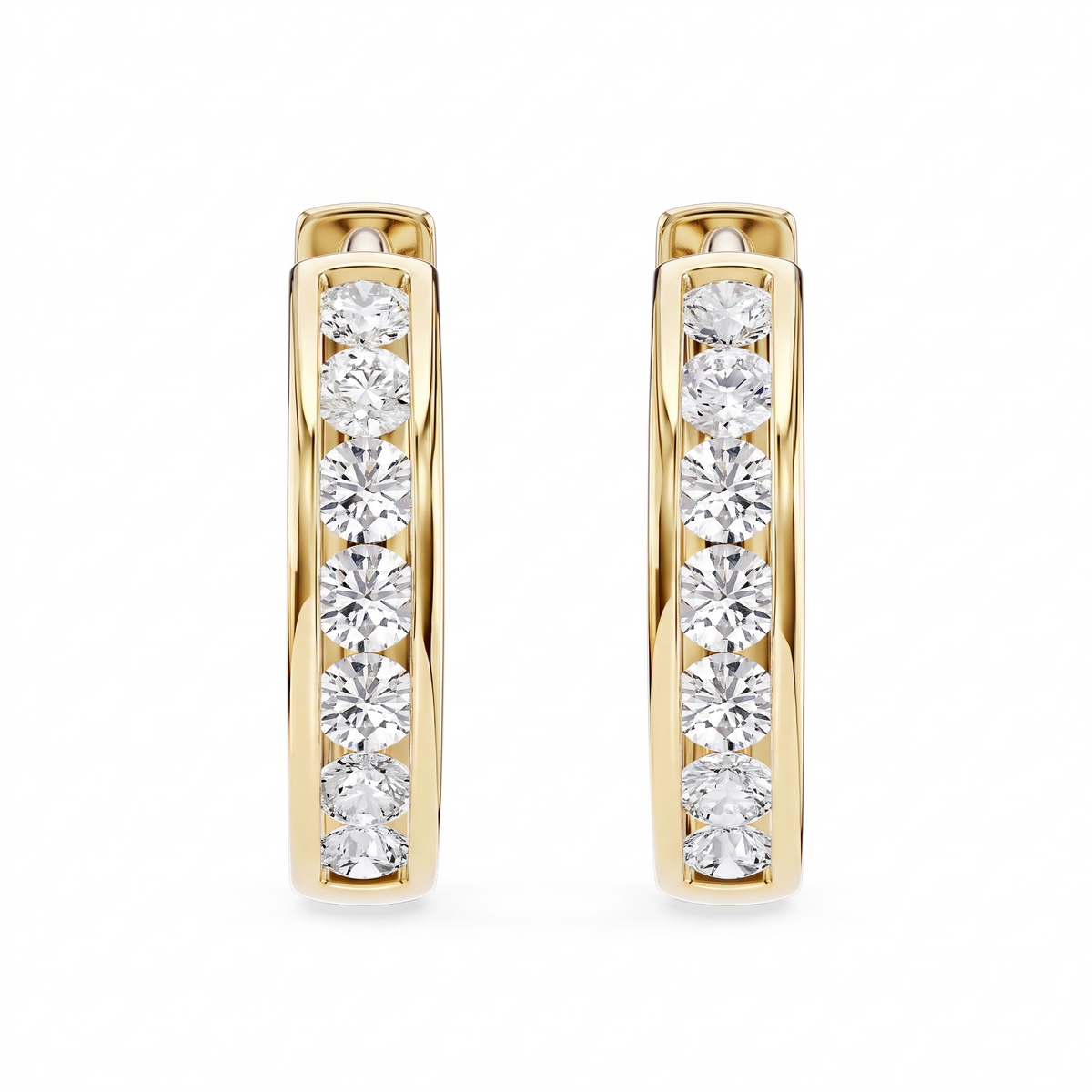 Paloma Huggie-Creolen rund mit Diamanten in Kanalfassung │ Ø 12 mm