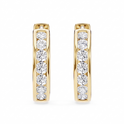 Paloma Huggie-Creolen rund mit Diamanten in Kanalfassung │ Ø 12 mm