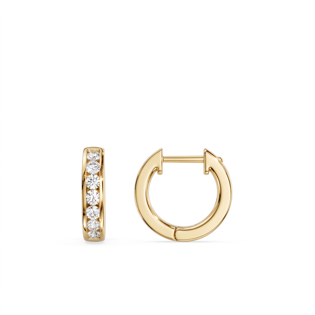 Paloma Huggie-Creolen rund mit Diamanten in Kanalfassung │ Ø 12 mm