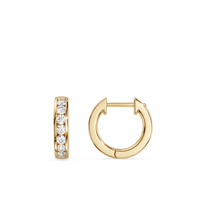 Paloma Huggie-Creolen rund mit Diamanten in Kanalfassung │ Ø 12 mm