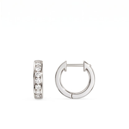 Paloma Huggie-Creolen rund mit Diamanten in Kanalfassung │ Ø 12 mm