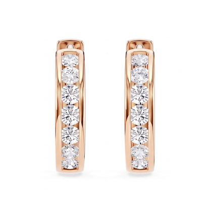Paloma Huggie-Creolen rund mit Diamanten in Kanalfassung │ Ø 12 mm