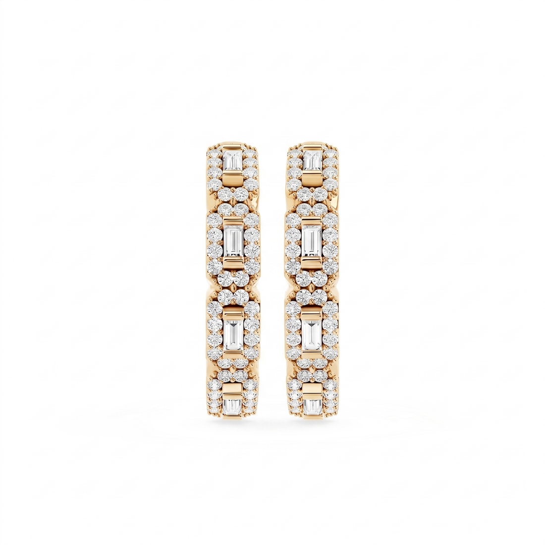 Seraphine Baguette &amp; Round Pavé Diamond Hoop Earrings, Ø 17 mm, lab-grown diamonds – image 1