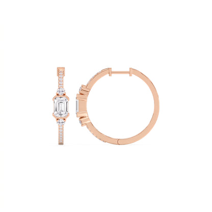 Marisol Pavé-Creolen mit Diamant im Smaragdschliff │ Ø 18mm