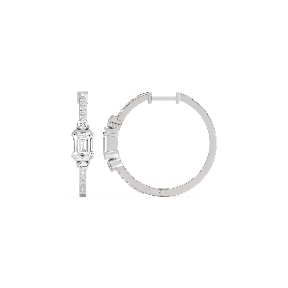 Marisol Pavé-Creolen mit Diamant im Smaragdschliff │ Ø 18mm
