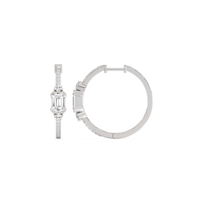 Marisol Pavé-Creolen mit Diamant im Smaragdschliff │ Ø 18mm