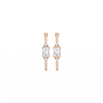 Marisol Pavé-Creolen mit Diamant im Smaragdschliff │ Ø 18mm