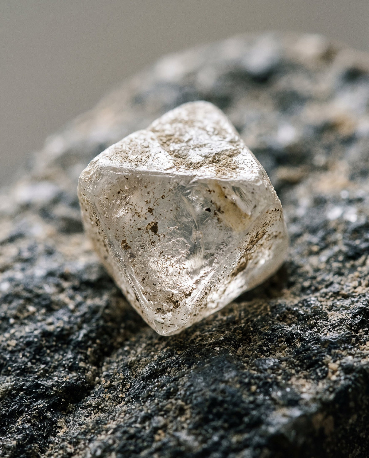 Natural rough diamond crystal on kimberlite | BEUSÉA