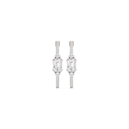 Marisol Pavé-Creolen mit Diamant im Smaragdschliff │ Ø 18mm