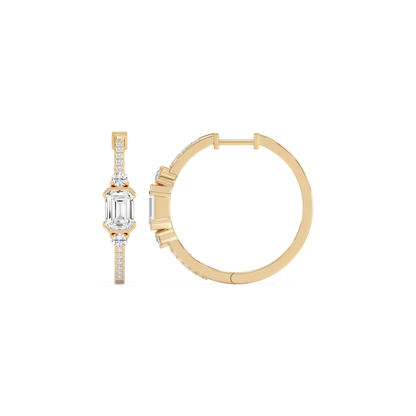 Marisol Pavé-Creolen mit Diamant im Smaragdschliff │ Ø 18mm