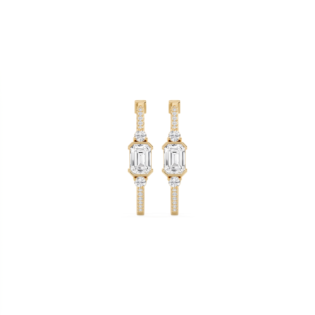 Marisol Emerald Cut Bezel Diamond Pavé Hoop Earrings, Ø 18 mm, lab-grown diamonds – image 1