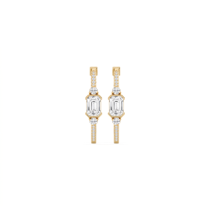Marisol Pavé-Creolen mit Diamant im Smaragdschliff │ Ø 18mm