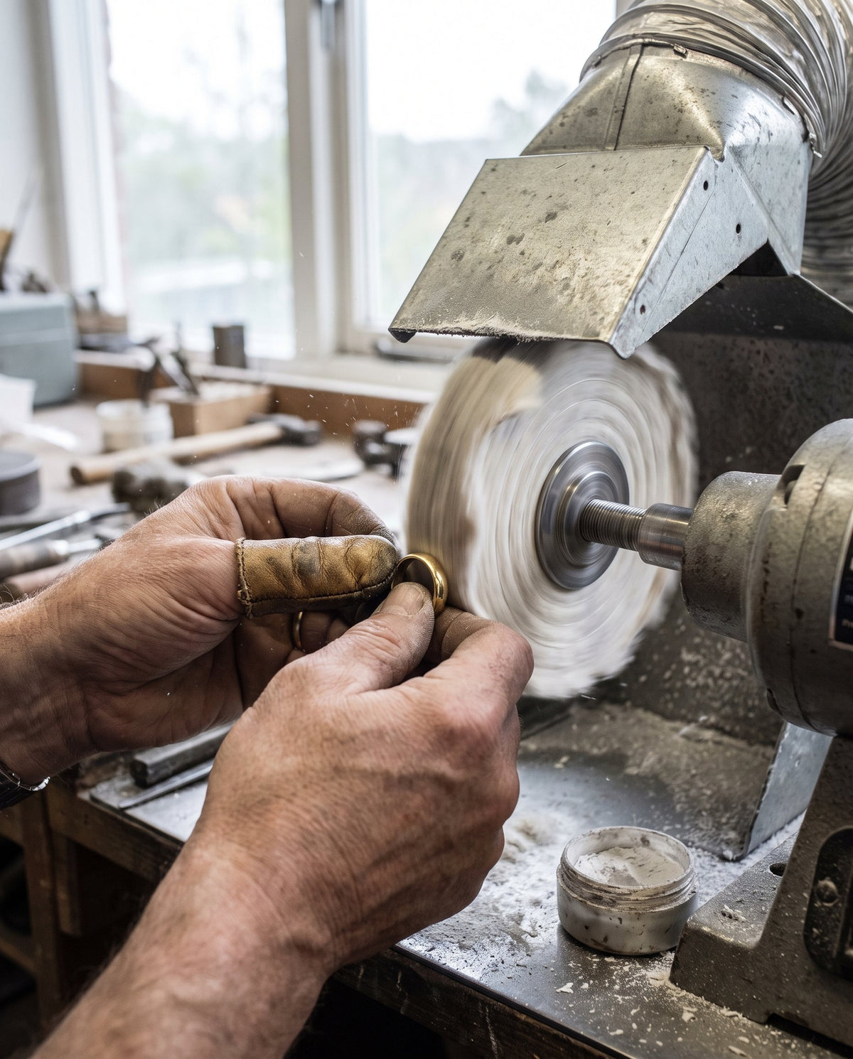 Jeweller polishing a gold ring | BEUSÉA