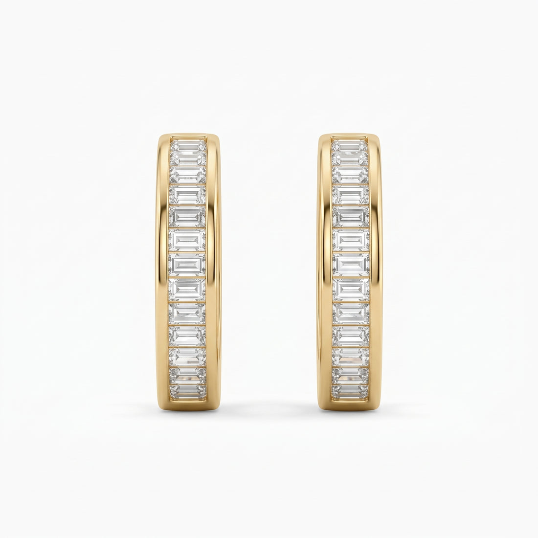 Tamara Baguette Channel-Set Diamond Huggie Hoop Earrings, Ø 11 mm, lab-grown diamonds – image 1