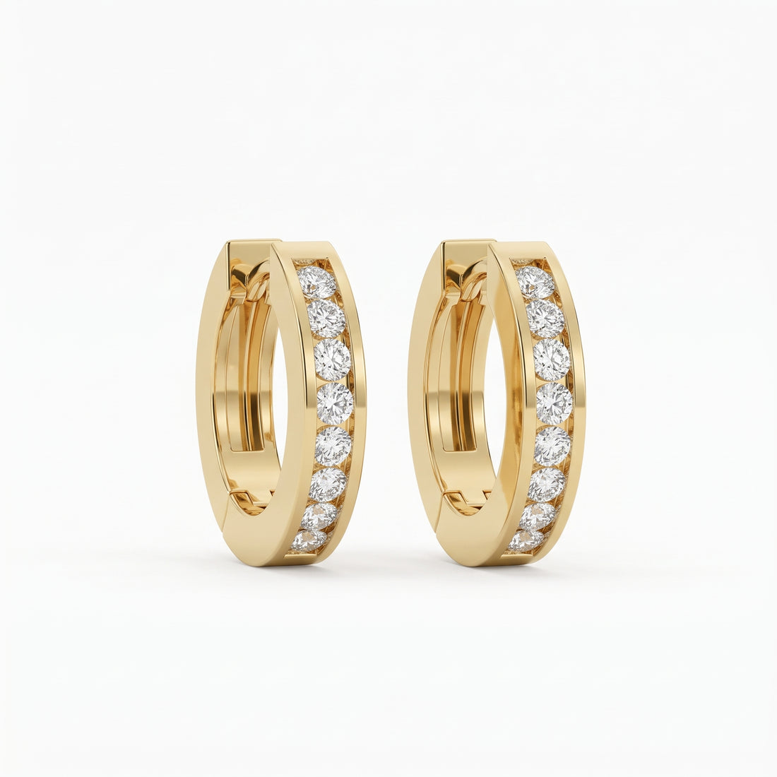 Ronja Round Channel-Set Diamond Huggie Hoop Earrings, Ø 10 mm, lab-grown diamonds – image 2