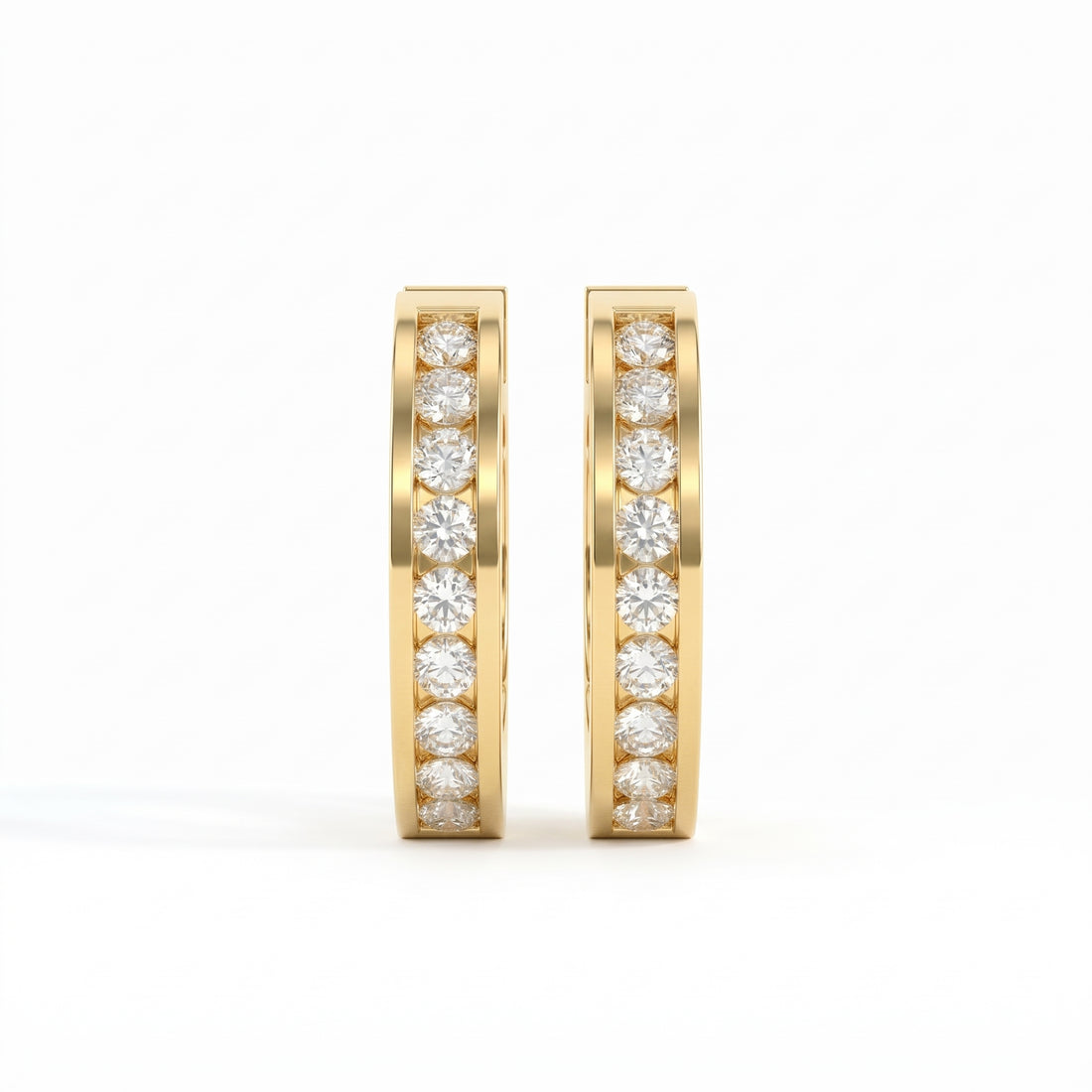 Ronja Round Channel-Set Diamond Huggie Hoop Earrings, Ø 10 mm, lab-grown diamonds – image 1