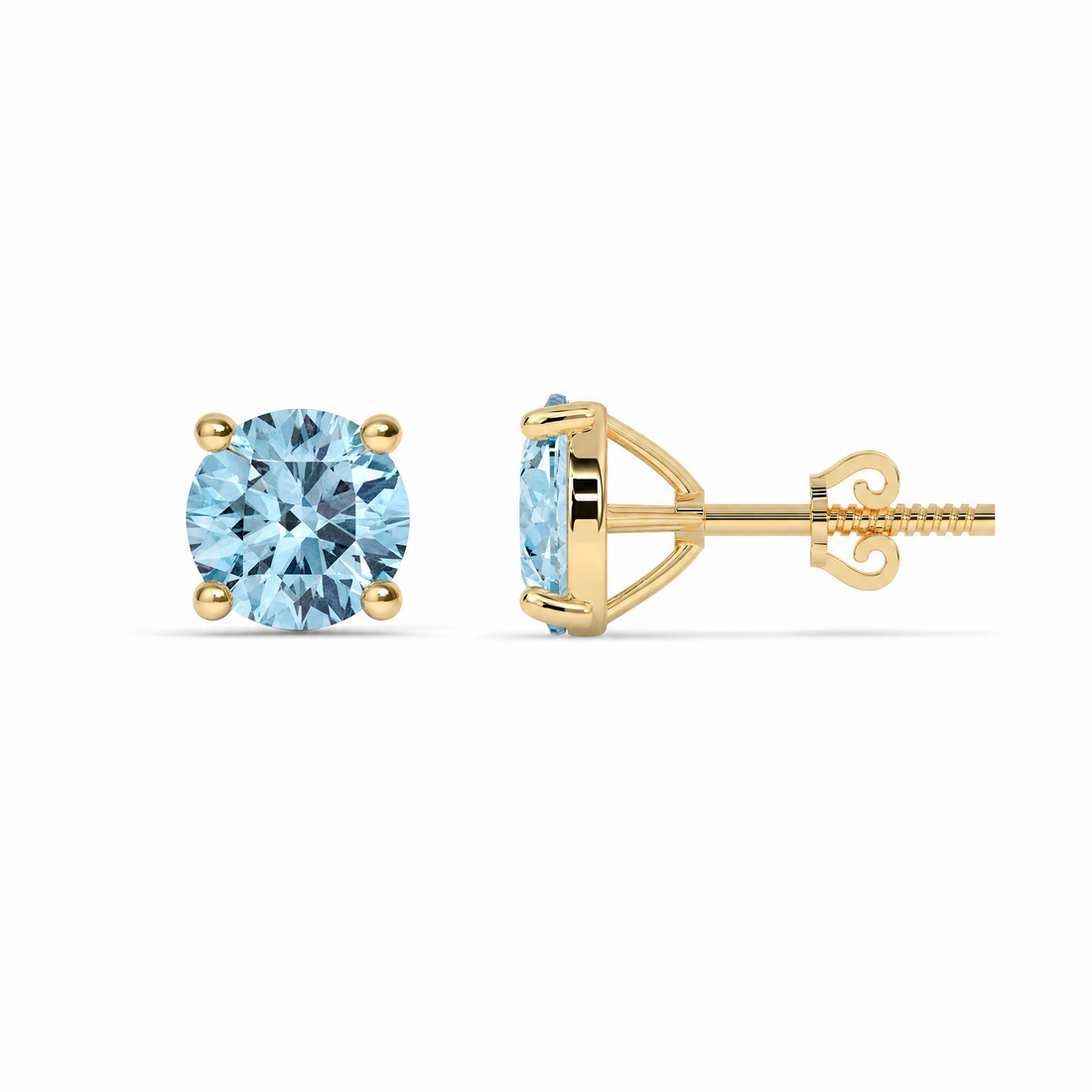 Azura Blue Round Diamond Solitaire Stud Earrings, lab-grown diamonds – image 2